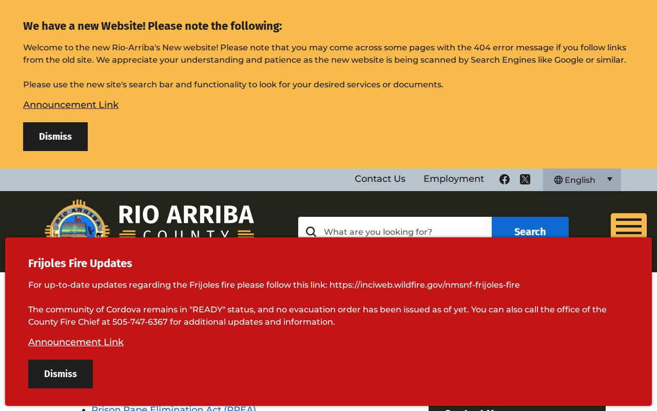 Rio Arriba County jail roster resource on the official Detention Center page