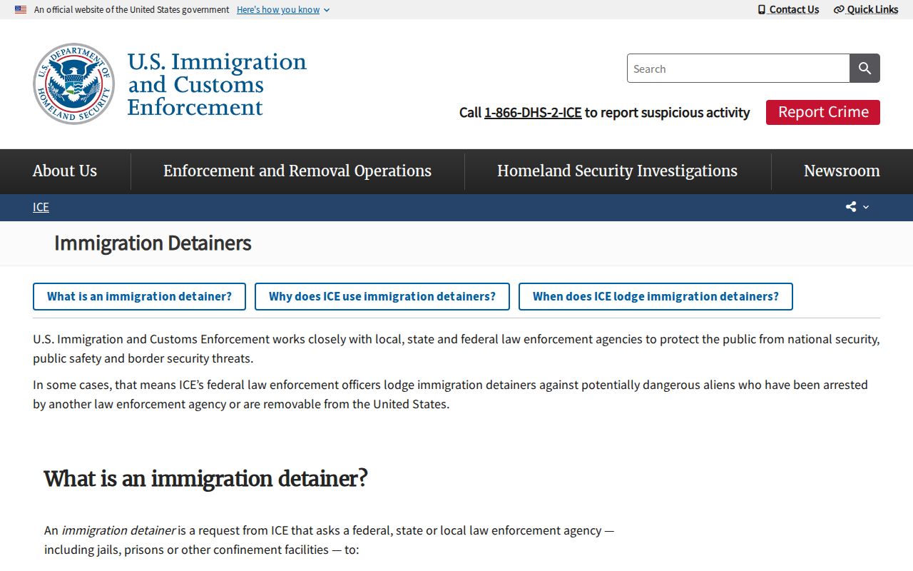Rio Arriba County immigration detainer custody record explanation