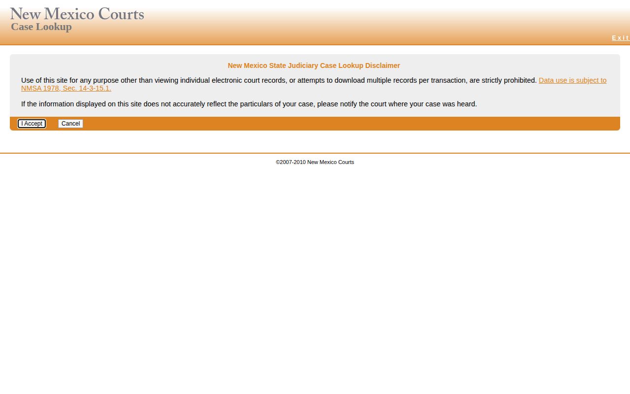 Rio Arriba County court warrant record lookup interface